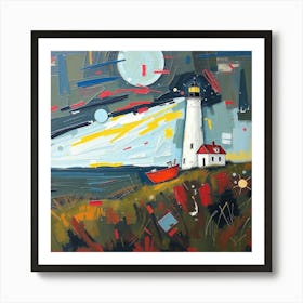 Lighthouse At Night 4 Art Print