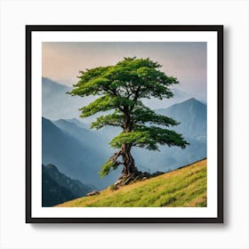 Lone Tree In The Mountains 2 Art Print