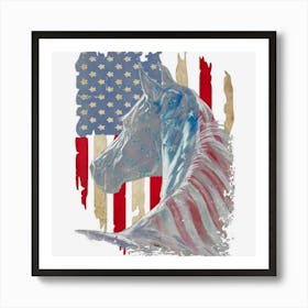 Trending Horses America Flag 4th Of July Independence Art Print