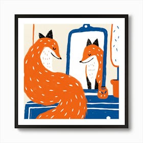 Fox In The Mirror Art Print