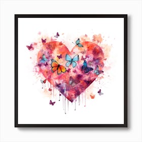 Heart With Butterflies Art Print