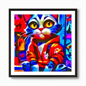 Graffiti Cat Art Print