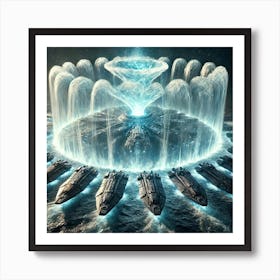 Cascade Sovereignty Scifi Aqua Bastion Shield Art Print