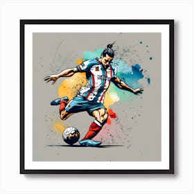 Soccer Player Kicking The Ball Art Print