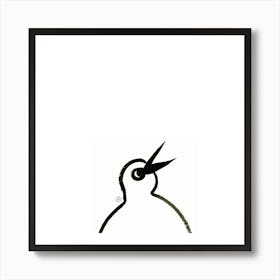 Angry Bird 3 - minimal ink black and white square Art Print