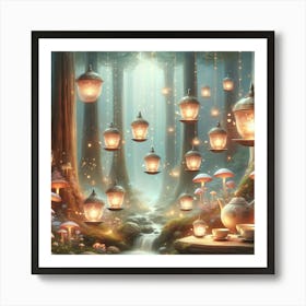 Fairy Lanterns In The Forest Art Print