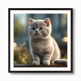 A Cute British Shorthair Kitty, Pixar Style, Watercolor Illustration Style 8k, Png (13) Art Print