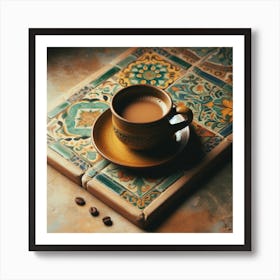 Coffee On A Tile Art Print