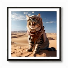 Cat In The Desert Art Print