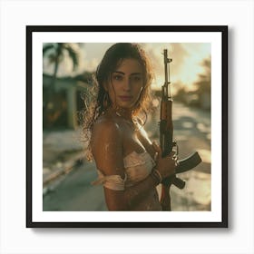 Woman With A Gun 1 Art Print