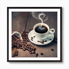 Coffee Cup With Steam Poster 3 Art Print