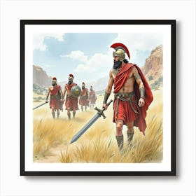 Watercolor The Epic Adventures Of Greek Heroes And Gods 1 Art Print