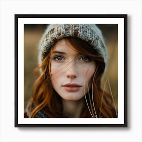 Portrait Of A Young Woman With Freckles Art Print