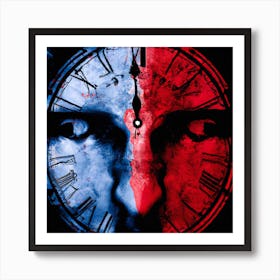 Clock In The Face Art Print