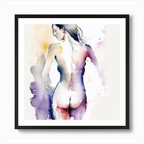 Nude Woman Watercolour Painting Art Print