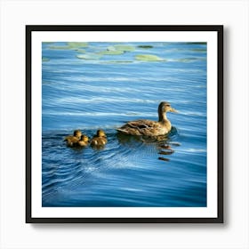 Firefly Mother Duck Leading Baby Ducklings Across The Lake 79269 (2) Art Print