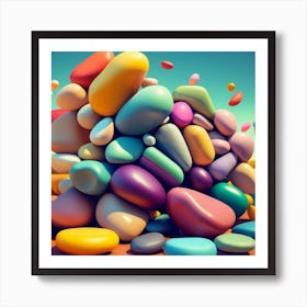 Colorful smooth stones Art Print