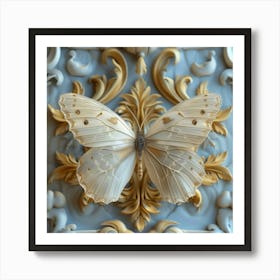 Butterfly On A Wall 1 Art Print