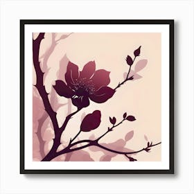 Burgundy flower on beige background Art Print