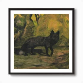 Black Fox Square Art Print