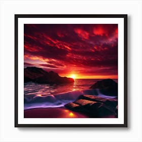 Sunset On The Beach 605 Art Print