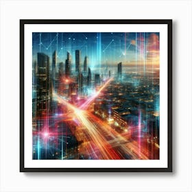 Futuristic Cityscape graffiti Art Print