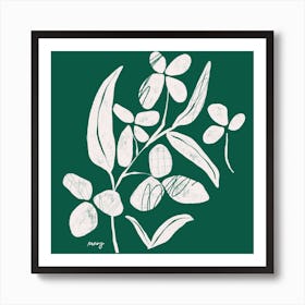 Abstract Floral Green Square Art Print