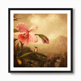 Hummingbird And Orchid Art Print