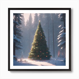 Christmas Tree In The Forest 124 Art Print