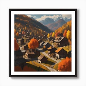 Autumn Village 3 Art Print