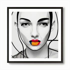 Woman With Colorful Lips Art Print