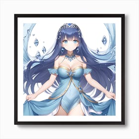 Elemental Anime Girls: Water Goddess Art Print