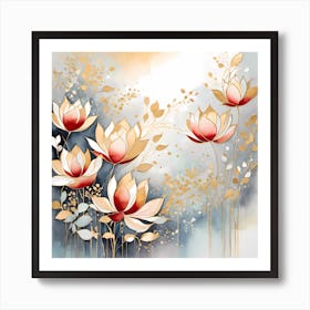 Aquarelle Of Lotus Flower Art Print