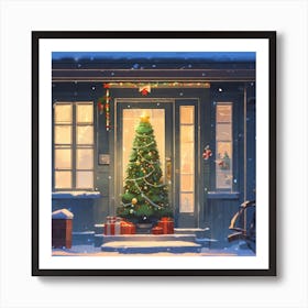 Christmas Decoration On Home Door Golden Ratio Fake Detail Trending Pixiv Fanbox Acrylic Palette (7) Art Print