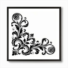 Black And White Floral Design Art Print