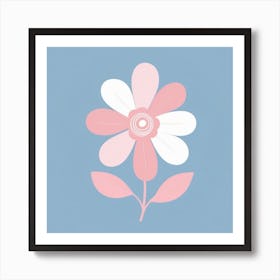 A White And Pink Flower In Minimalist Style Square Composition 305 Art Print