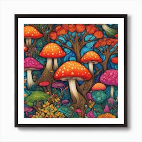 Mushroom Forest Art Print