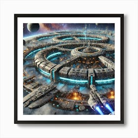 A Detailed Sci Fi Depiction Of The Docking Rings E Art Print