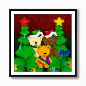 Gay Christmas Teddy Bears 003 1 Art Print