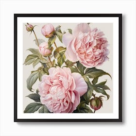  Botanical Painting Of Peonies Art Print