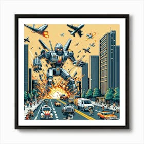 8-bit giant robot rampage 1 Art Print