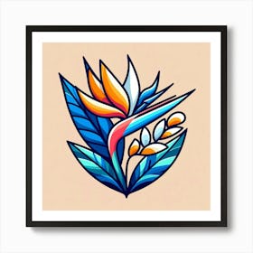 Flower of Bird of Paradise, Vector art 5 Art Print