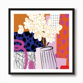 Flowers Retro 5 Art Print