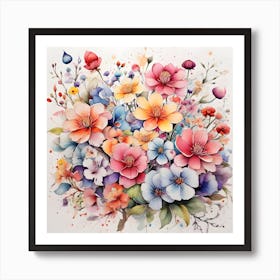 Watercolor Flowers 3 Art Print