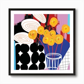 Flowers Retro 4 Art Print