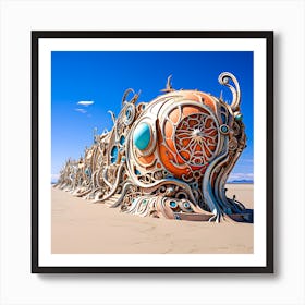 Steampunk airship crashed in the desert. Art Print