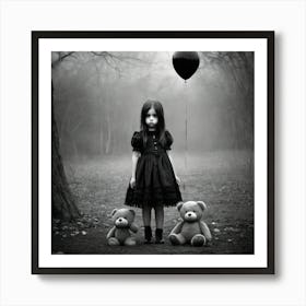 Little Girl With Teddy Bears 1 Art Print