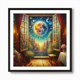 Moonlight Through The Window Art Print