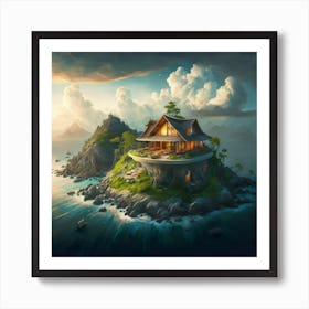 Asian House On An Island Art Print