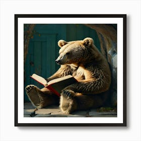 Brown Bear Reading A Book 2 Art Print